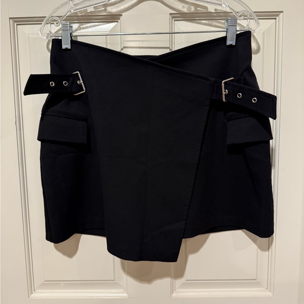 Black Wrap Skirt with Buckles size L